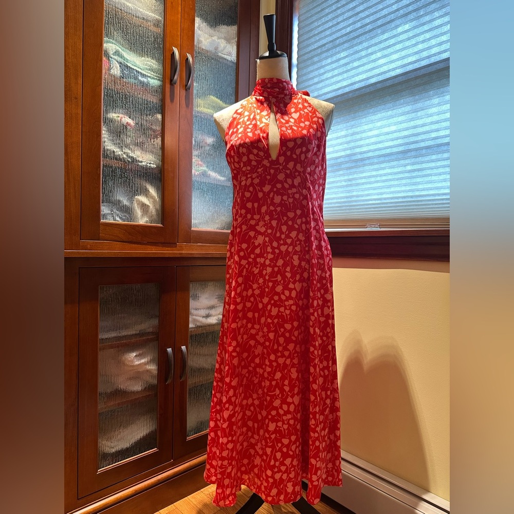 Zara Red Patterned Maxi Dress